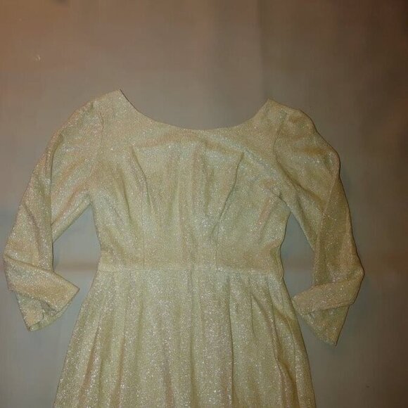 Vintage Dress 1950s Handmaid Gold Lurex Shimmer Party  Small Medium - Picture 8 of 16